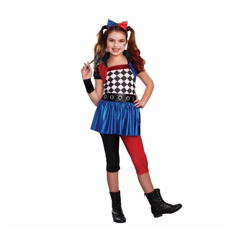 Halloween Girls Kids Lil' Harlequin Joker Costume Sz M (8/10)